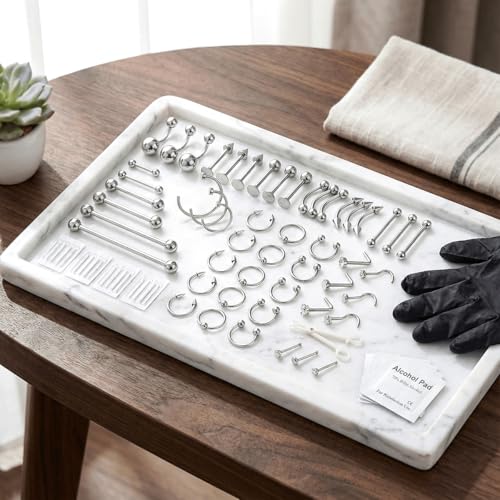 80pc Nose Piercing Kit - 316L Stainless Steel Jewelry & Needles