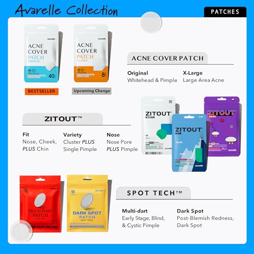 AVARELLE Acne Cover Patches, FSA HSA Eligible Hydrocolloid Pimple Patches for Face with Tea Tree Oil, Korean Skincare Zit Patches for Face | FSA HSA Store Eligible Items | Vegan, Cruelty-free