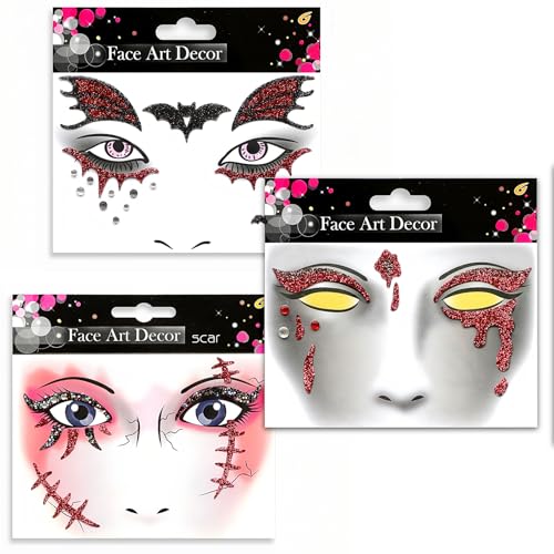 Halloween Face Jewels Tattoo Stickers – Vampire Bat Gems
