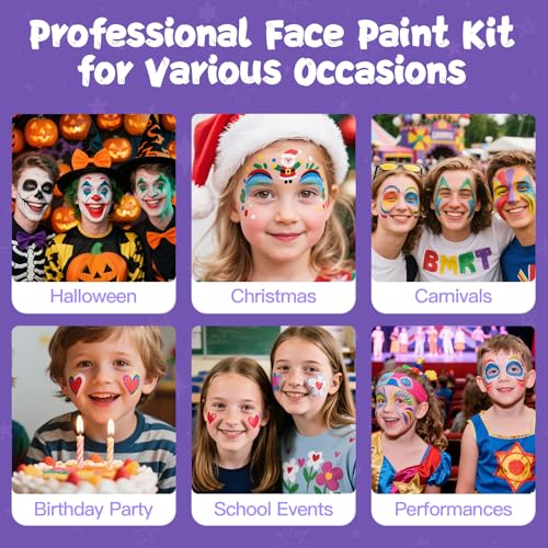 12-Color Oil-Based Face Paint Kit with Brushes