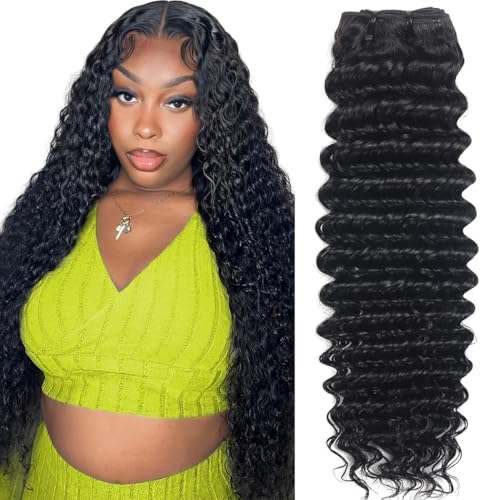 Deep Wave Human Hair Bundles 22 Inch 12A Brazilian Virgin Wet and Wavy Human Hair Bundles 100% Unprocessed Deep Curly 1 Bundle