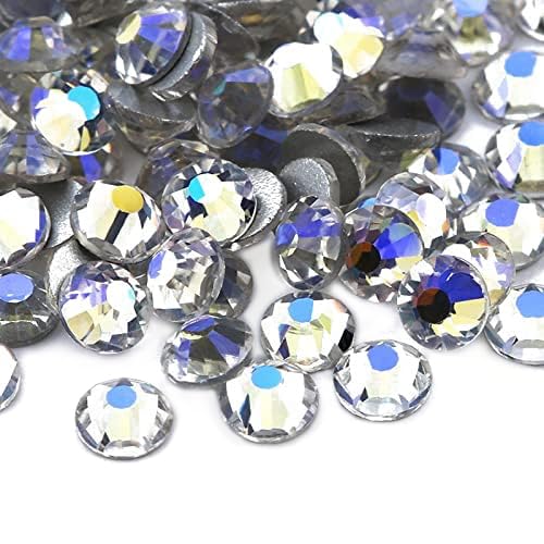 Dowarm 1440 Pieces SS16 Flatback Rhinestones, 4MM Flatback Crystal Rhinestones for Craft Nails Dance Costumes, Flat Back Nail Crystals, Non Hotfix Rhinestones (SS16 / 4MM, Blue Moonlight)