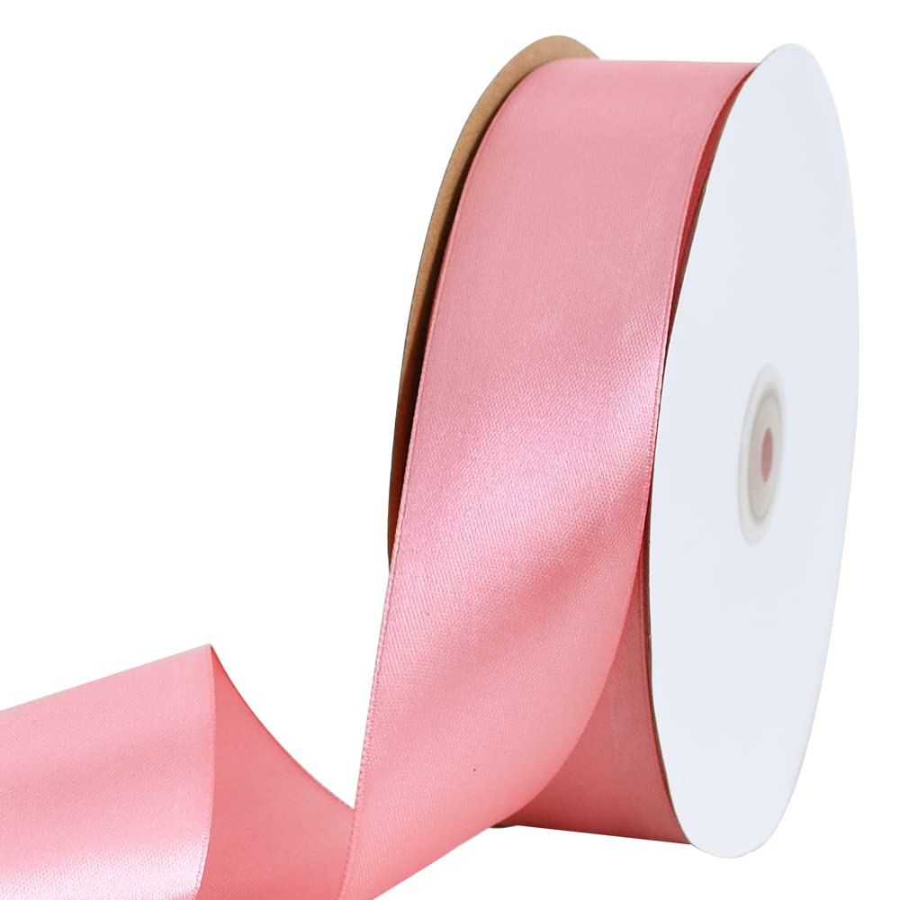 TONIFUL 1-1/2 Inch (40mm) x 100 Yards Rose Gold Wide Satin Ribbon Solid Fabric Ribbon for Gift Wrapping Chair Sash Valentine's Day Wedding Birthday Party Decoration Hair Floral Craft Sewing