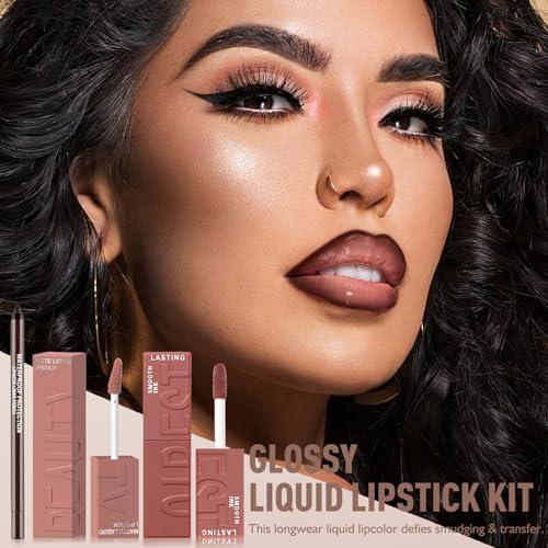 3-in-1 Lip Kit - Matte Lipstick, Liner & Nude Gloss Set
