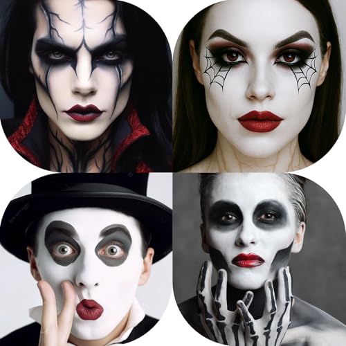BOBISUKA Black White Face Paint Kit with Brushes