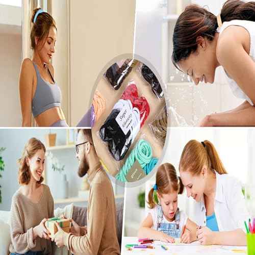 100PCS Hair Ties High elastic Women¡®s hair bands Seamless Thick color mixed Hair Band Elastic Hair Ties Hold hair without damage Ponytail Holder (Black-White-Red mixed)
