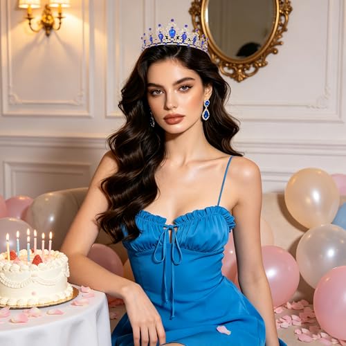 FORSEVEN Crystal Tiaras for Women Wedding Birthday Halloween Crowns