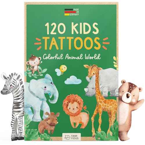 Temporary tattoos for kids - 120 PCS Non-Toxic & Skin-Friendly Fake Tattoos for Boys and Girls I Easy to Apply & Remove | Dermatologically Tested ¡°Very Good¡± I Kids tattoos temporary