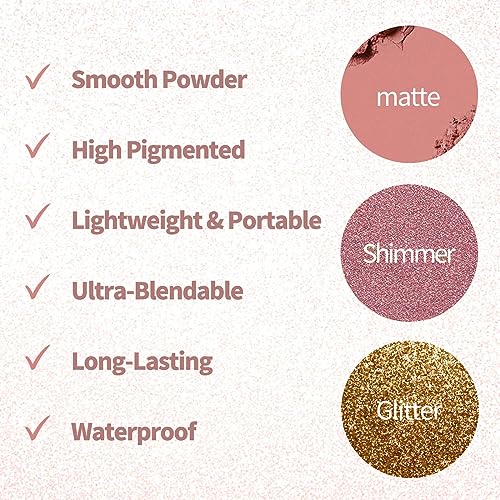 SUMEITANG Rose Pink Eyeshadow Palette - 9 Colors Matte & Shimmer, Long-Lasting & Waterproof, Travel Friendly