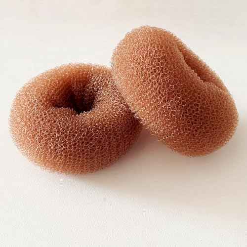 Pack of 2 Medium Hair Bun Maker, Hair Donut Set for Kids Girls Women, Hair Donut Bun Maker Tool for Short and Thin Hair Crown Shapers Accessories (Size M/ 3 Inch, Light Brown)