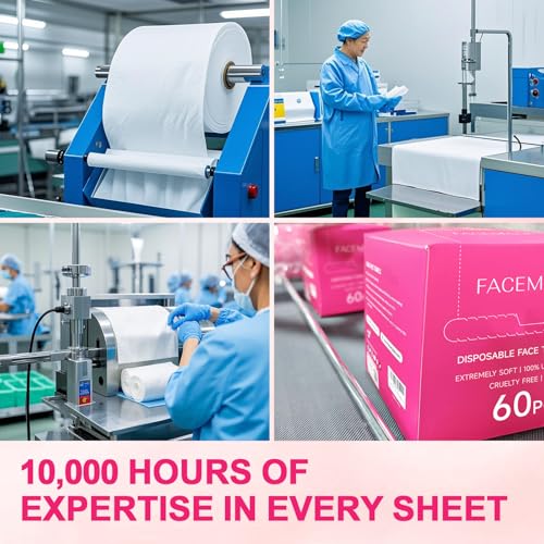 FACEMADE XXL Disposable Face Towels 60ct, 12x12 – Soft & Lint-Free