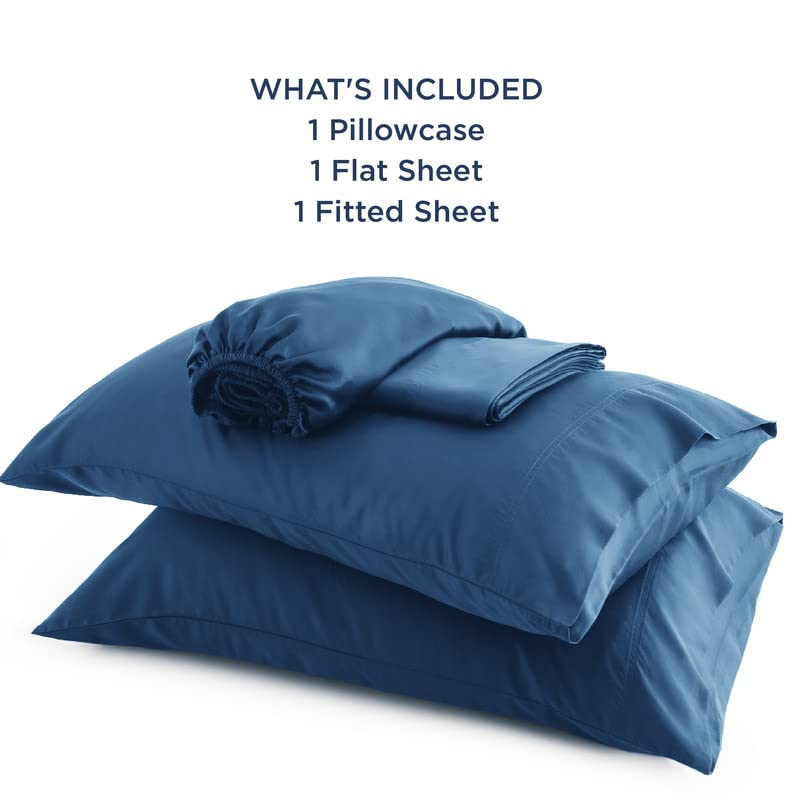 Bedsure Twin Sheets Set, Cooling Sheets Twin Size Bed Set, Rayon Derived from Bamboo, Twin Size Sheets, Breathable & Soft Bed Sheets, Hotel Luxury Silky Bedding Sheets & Pillowcases, Peacock Blue