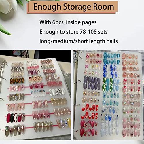 Press On Nail Organizer Book with 6 Pages & Tape