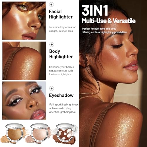Nude Luster Shimmer Face Highlighter Palette - 3-in-1 Glow
