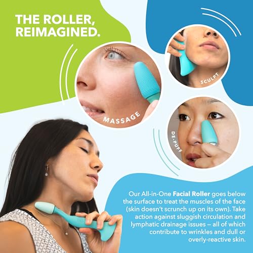 RAD 2-in-1 Gua Sha & Jade Face Roller ? Dual-Action Warm & Cold Facial Massage Tool for Wrinkles, Lifting & Lymphatic Drainage ? Skincare Roller with Silicone Handle