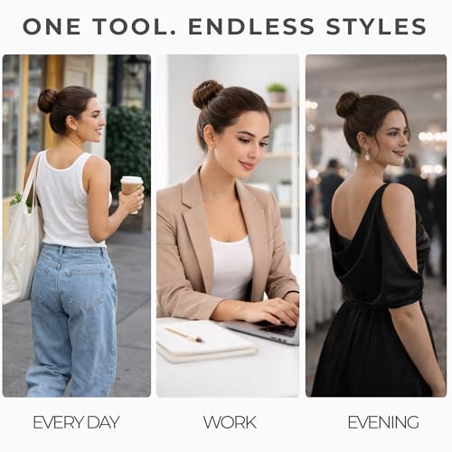 Styla Hair Foam Bun Maker - 4 Pack Large Brown Sponge Shaper