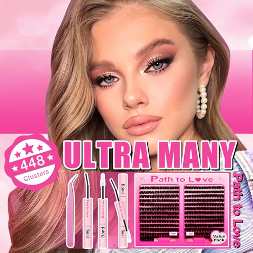 448pcs Cluster Lashes Kit 100D Volume with Bond & Tweezers
