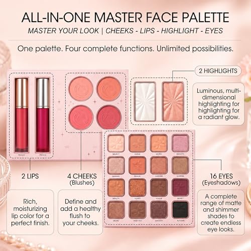 All-in-One Makeup Palette with Nude Pink Brown Shades