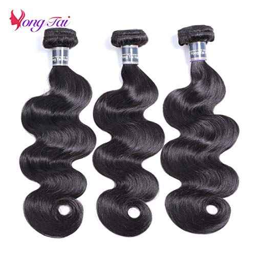 Brazilian Body Wave Human Hair Extensions - 12/14/16 Inch, 8A Virgin, 100% Unprocessed, 1B Color