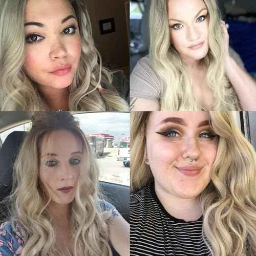 IMSTYLE Ombre Blonde Lace Front Wigs Long Wavy Synthetic Hair Wig for Women Thick Soft Heat Resistant Hair Wig With Natural Hairline Part Freely 26 Inch