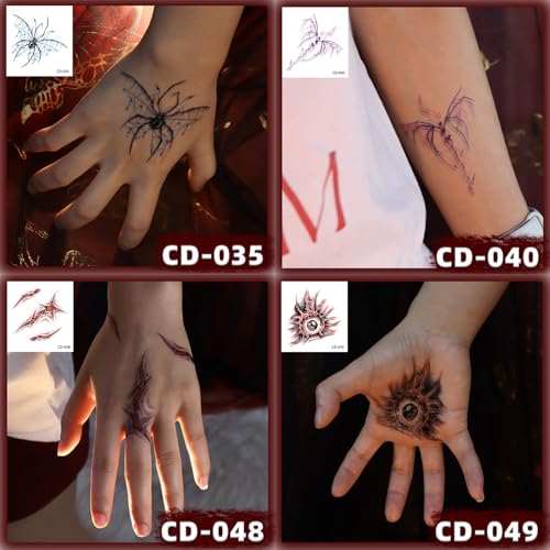 16 Sheet Halloween Temporary Tattoos - 3x3.2in Creepy Designs