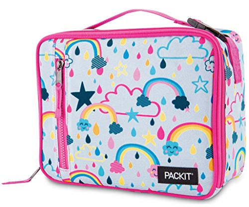 PackIt Freezable Classic Lunch Box, Rainbow Sky, Built with EcoFreeze Technology, Collapsible, Reusable, Zip Closure With Zip Front Pocket and Buckle Handle, Perfect for School Lunches