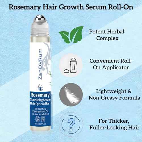 Rosemary Hair Growth Serum Roll-On for Thinning Hair with Saw Palmetto & Tea Tree ? Lightweight, Non-Greasy Scalp Oil for Hair Regrowth Support