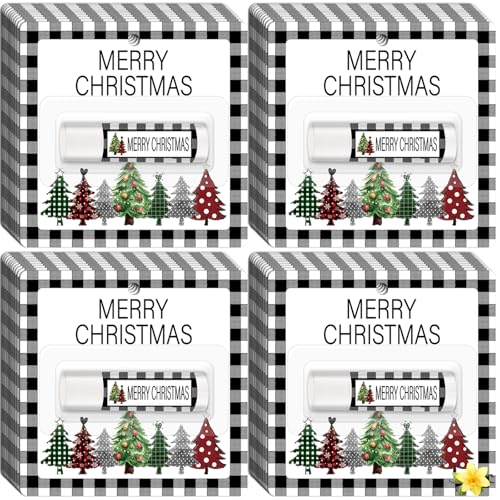 50 Pack Christmas Lip Balm Gift Bulk, Moisturizing Nourishing Lip Balm Appreciation Gift, Xmas Holiday Birthday Party Favors Stocking Stuffers for Women Men Coworker Employee Teacher (Christmas Tree)