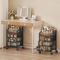 HapiRm Rolling Makeup Organizer Cart with 3 Drawers and Top Compartments, Under Desk Vanity Storage, Black