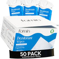 FOMIN Fragrance-Free Deodorant Wipes for Men & Women - 50 Count, Travel-Size, Biodegradable, Hypoallergenic