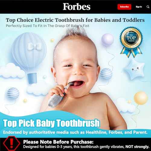 Toddler Electric Toothbrush Kids Age 1-2-3 Years Old, Baby Electric Toothbrush with LED Light 2 Minutes Timer 4 Vibrating Heads for Infants Toothbrush 6 to 12 Months and Up (Blue)