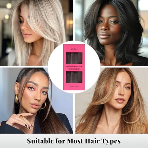 Kafteri Heatless Hair Curlers Set - Soft Flexi Rods for Overnight Styling, No Heat Needed, Natural Waves for Women