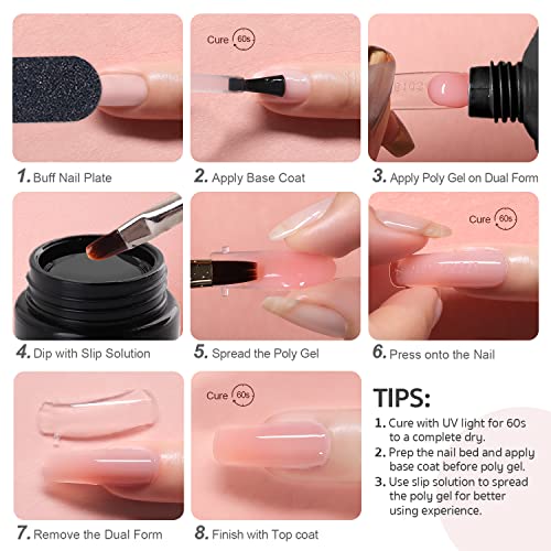 GAOY Poly Gel Nail Kit with UV Light - 6 Colors Extension Starter Set