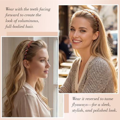 Needbrock 4-Pack Zig Zag Headbands with Non-Slip Teeth