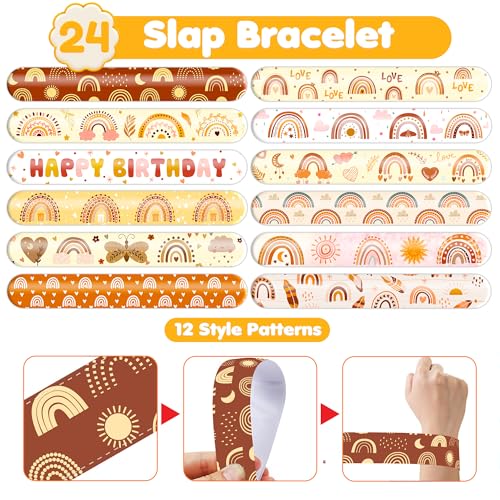 Boho Rainbow Party Set - 48 Temporary Tattoos & Slap Bracelets