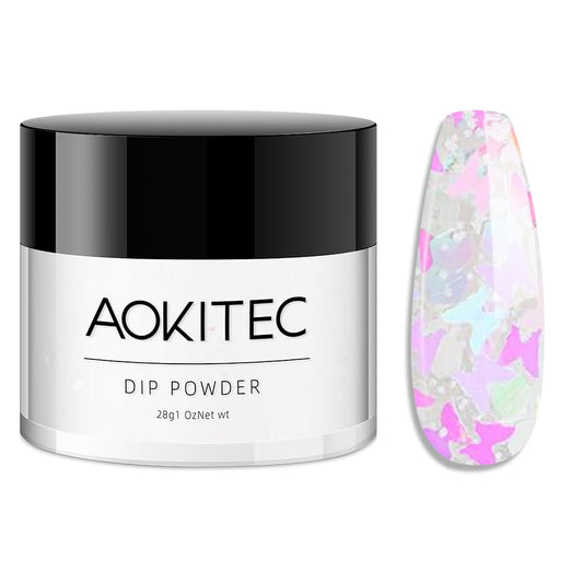 Aokitec Dip Powder Dancing Elves - Y2K Glitter Pink Color 1 Oz Nail Dipping Powder French Powder Pro Collection System Nail Art Starter Manicure Salon Home DIY for Girls Women Long-Lasting