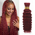 22-Inch Burgundy Boho Braiding Hair - Deep Wave Bulk Bundles