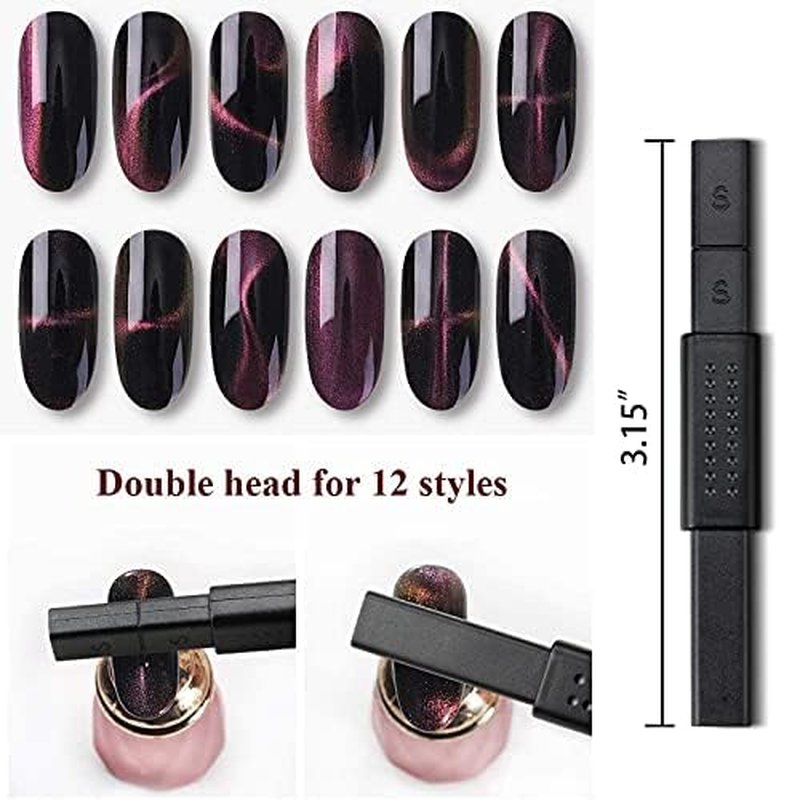 15-Piece Nail Magnet Tool Set for Cat Eye Gel Art – Double-Head Design