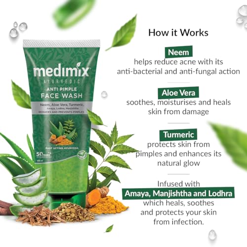 Medimix Ayurvedic Face Wash for All Skin Types - Soap Free - Paraben Free (100 ml / 3.4 oz)