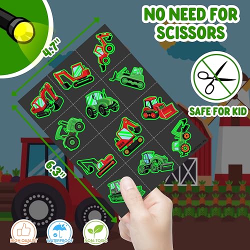 Tractor Party Favors Set - 24 LED Finger Lights & 48 Glow Tattoos