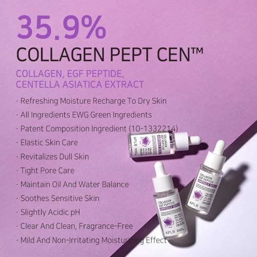 APLB Collagen EGF Peptide Ampoule Serum | COLLAGEN PEPT CEN¢â 35.9% 1.35 FL.OZ/Korean Skincare, Elasticity care, Long lasting moisturizing, Revitalize for gentle and improve skin texture