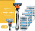 Amazon Basics 5-Blade MotionSphere Men's Razor Handle & 16 Cartridges