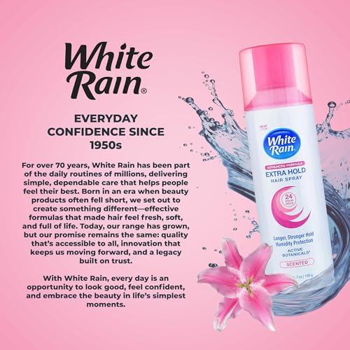 White Rain Hairspray for Women Extra Hold, 6-Pack - Scented, Strong 24-Hour Hold, Humidity & Frizz Control, Fast-Drying, Paraben-Free, Gluten-Free, 7 oz Aerosol Hair Spray for Women