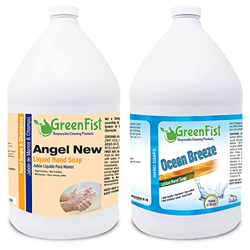 GreenFist Lotionized Hand Soap [ Liquid Gel Refill ] Made in USA, 128 Ounce (1 Gallon) Set of Citrus & Oceanbreeze Scent