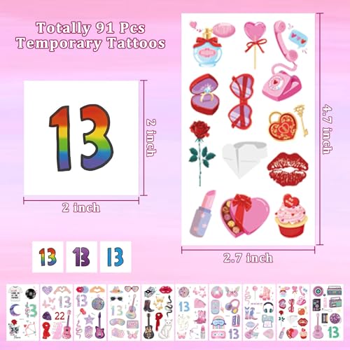91 Pcs Music Temporary Tattoos - Waterproof Concert Festival Stickers