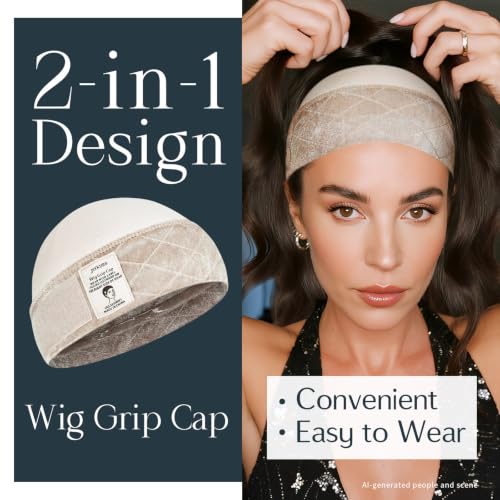 Wig Grip Cap with Silicone Strip - 2 Pack, Nude