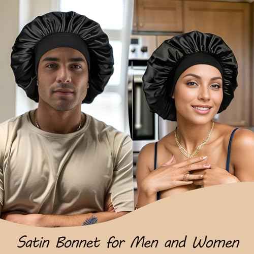 Silk Bonnet for Men Hair Bonnet for Sleeping Double Layer Satin Bonnets for Black Women Curly Hair Braids