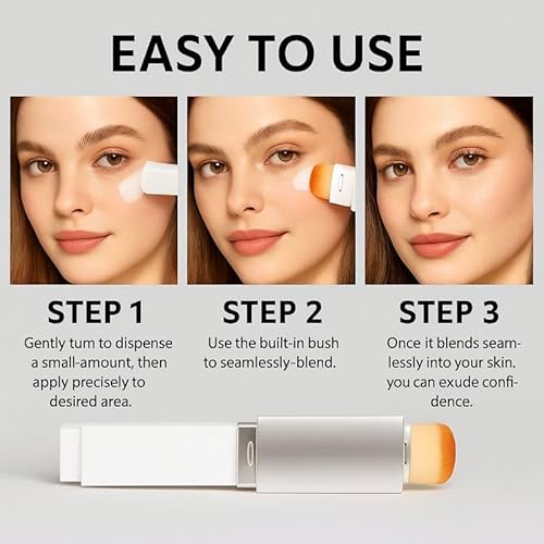 Blanc Cover Cream Stick ? Korean Color Changing Foundation Stick with Volufiline & Collagen ? Concealer Foundation Sticks for Dewy Skin? Makeup Foundation Stick with Detachable Brush (Natural)