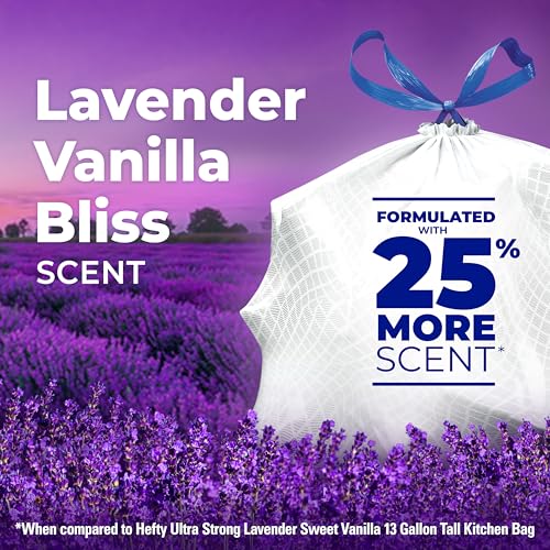 Hefty Ultra Strong 13 Gallon Trash Bags, Lavender Vanilla, 80 Count