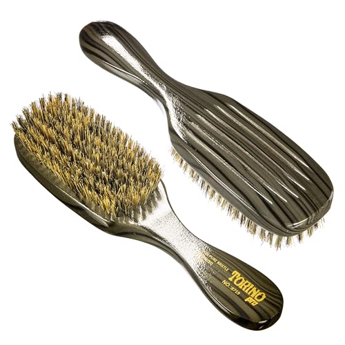 Torino Pro Wave Brush #8719-7 Row Medium bristles -100% Pure Boar Bristles - Great Workhorse for laying down your 360 Waves